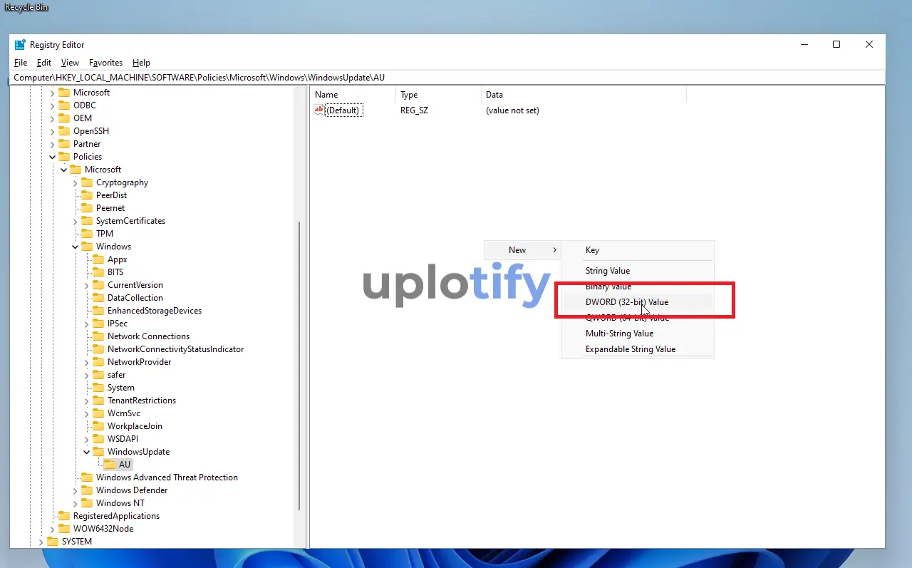 Buat Registry No Auto Update