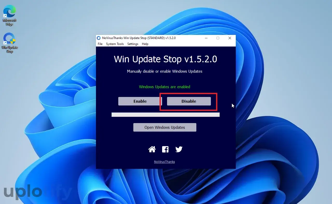 Disable di Win Update Stop