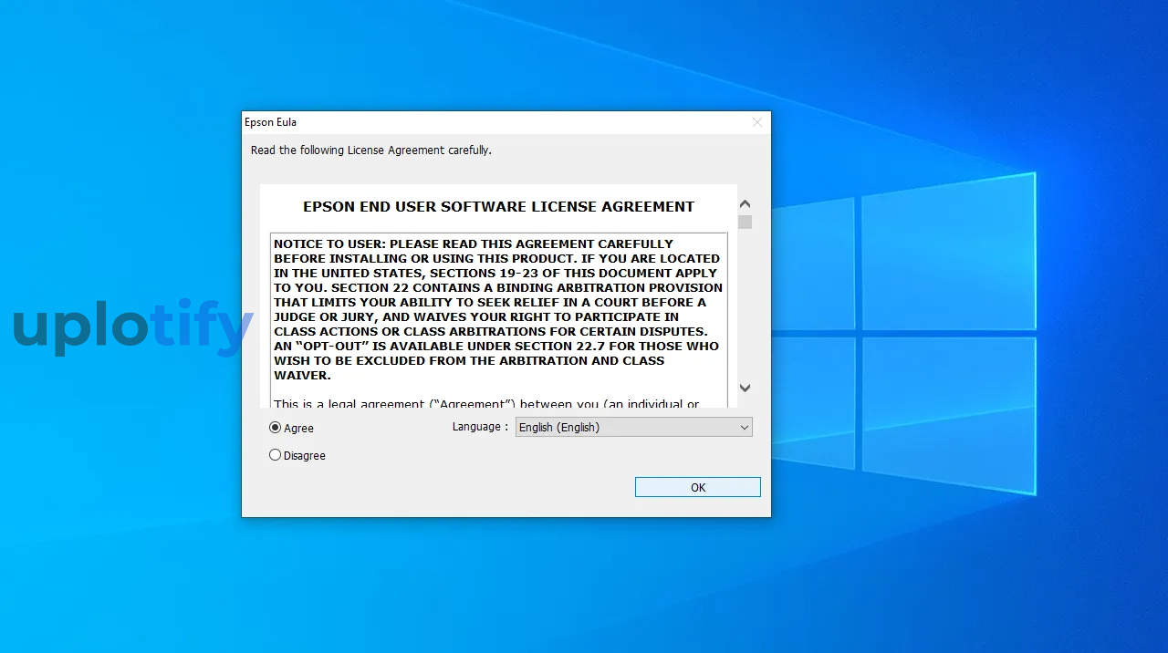 Atur Bahasa dan Agree EULA Pada Driver Epson
