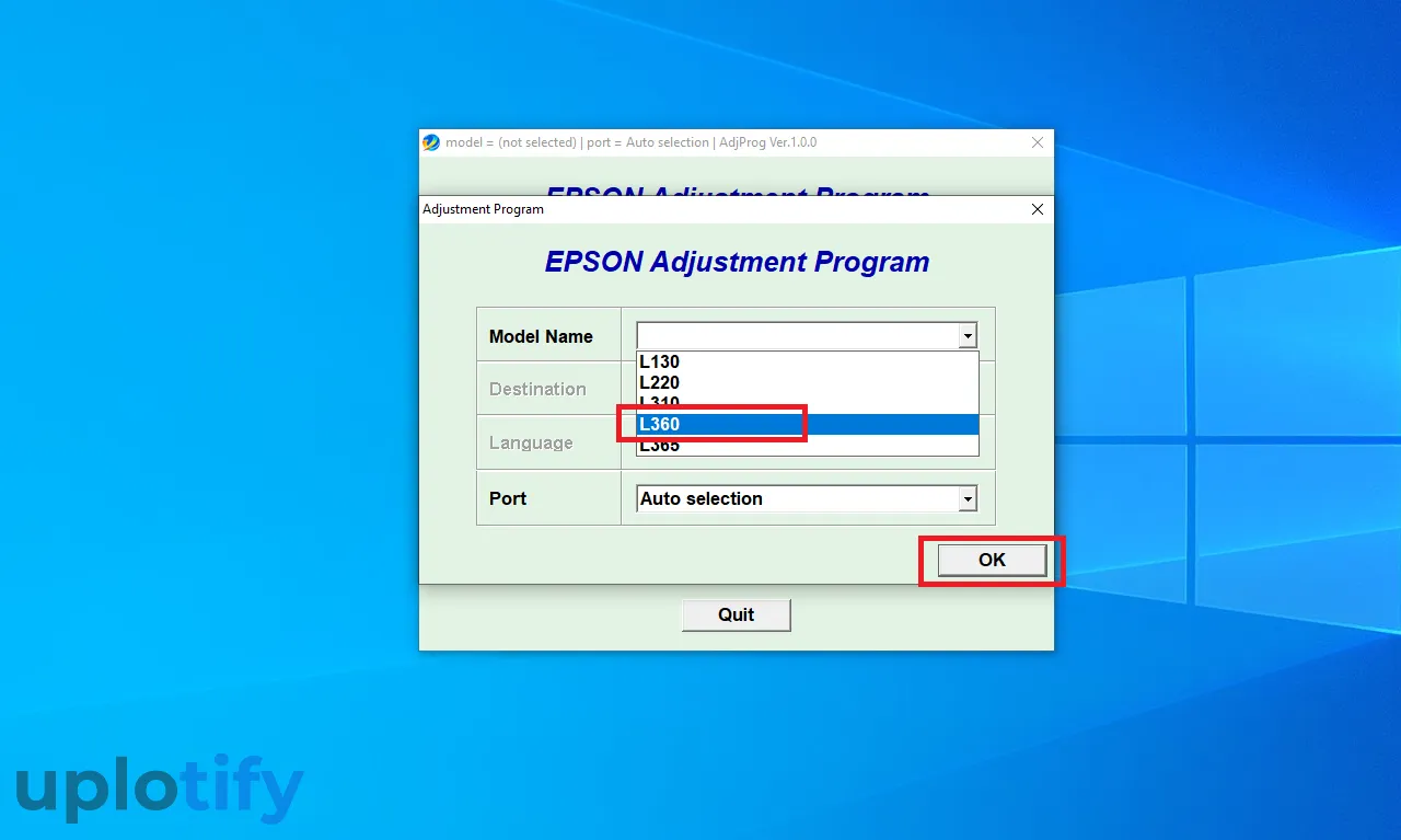 Atur Model ke Epson L360