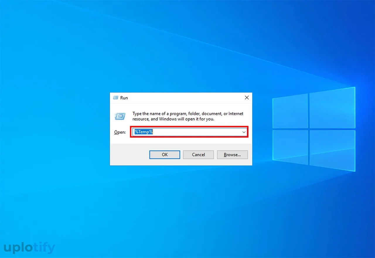 Buka Folder Temporary Files di Windows Run