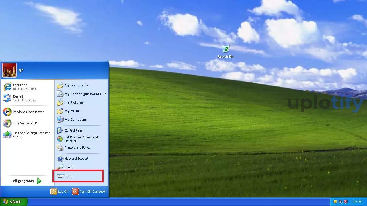 Buka Menu Run di Windows XP