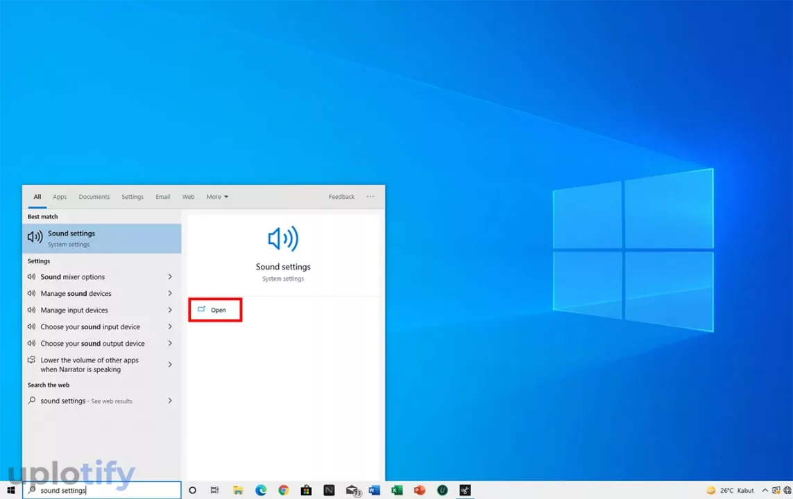 Buka Pengaturan Suara di Windows Settings