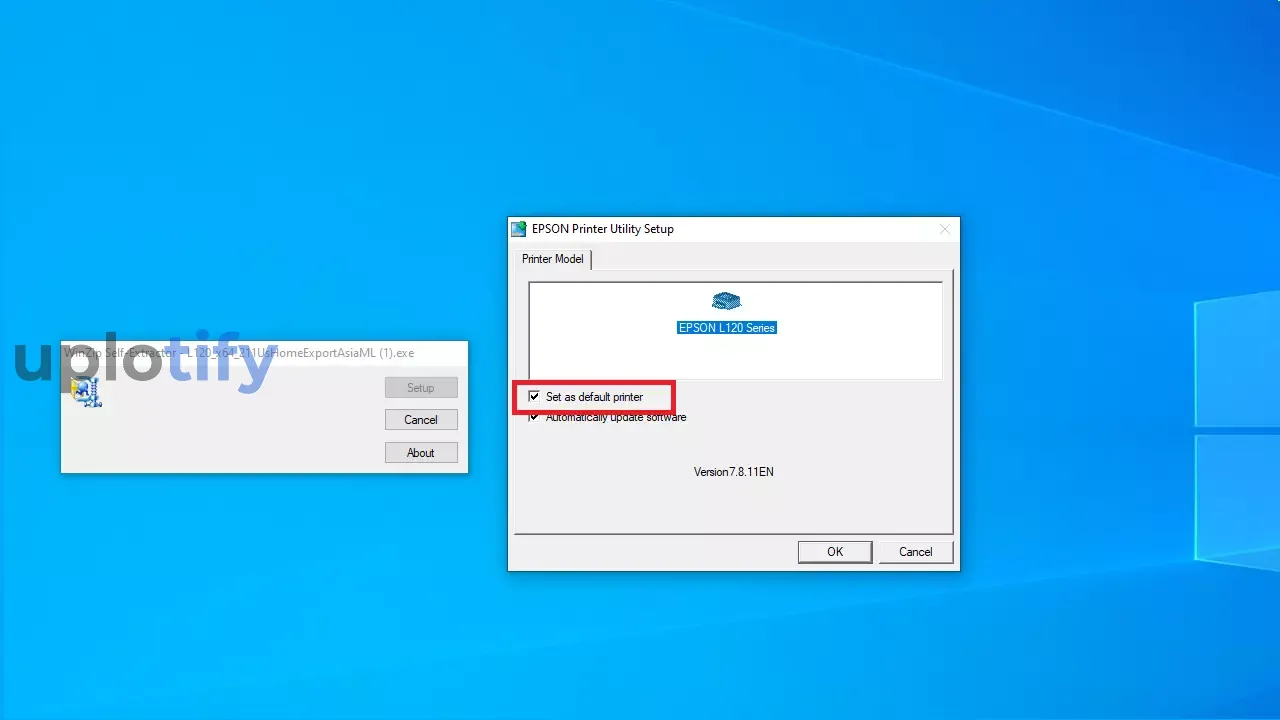 Centang Pada Set as Default Printer Epson