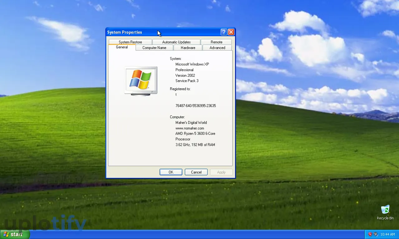 Menu General Windows XP