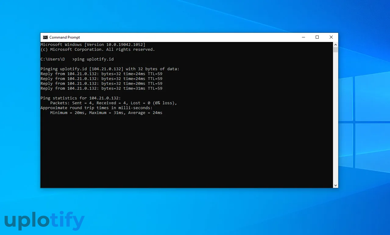 Contoh Ping di Command Prompt