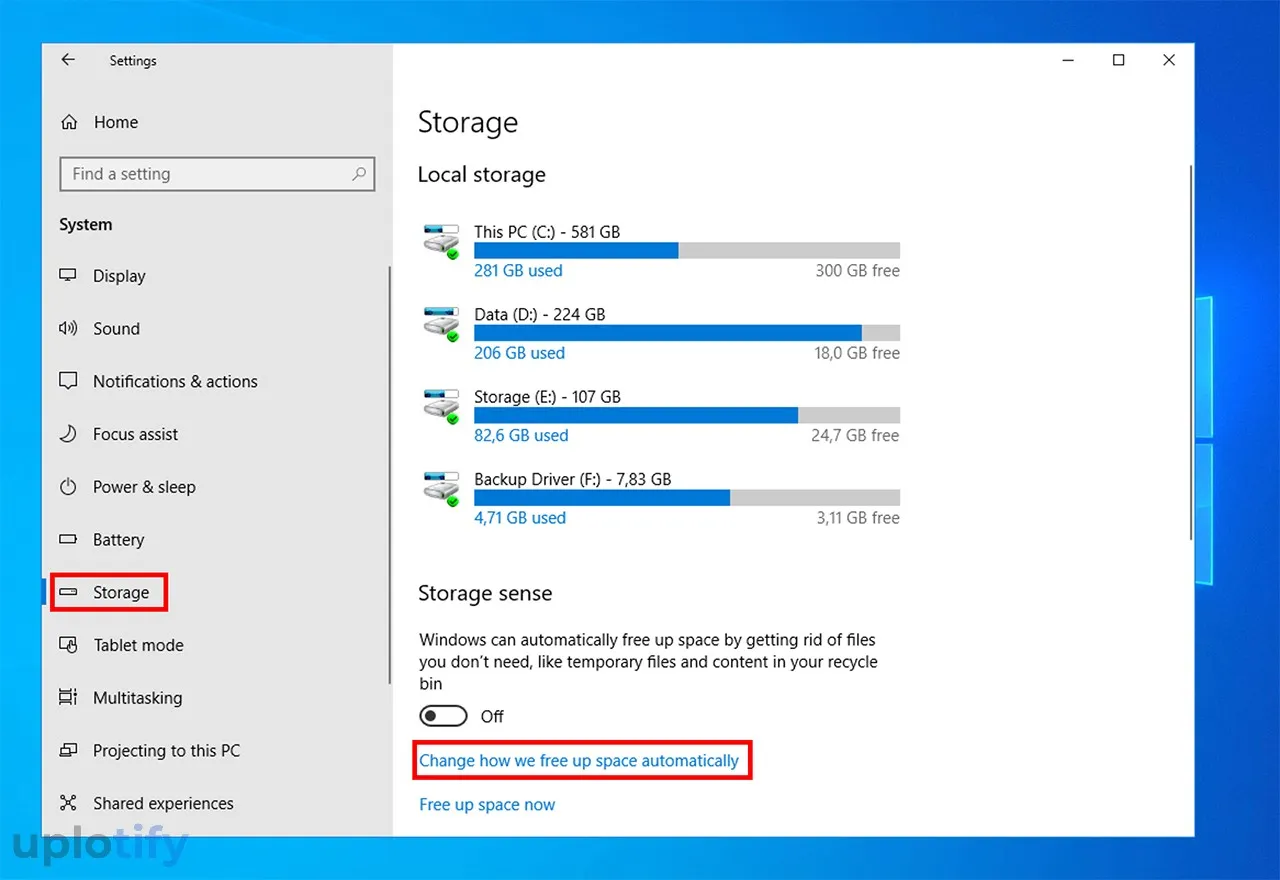 Konfigurasi Pengaturan Storage Sense