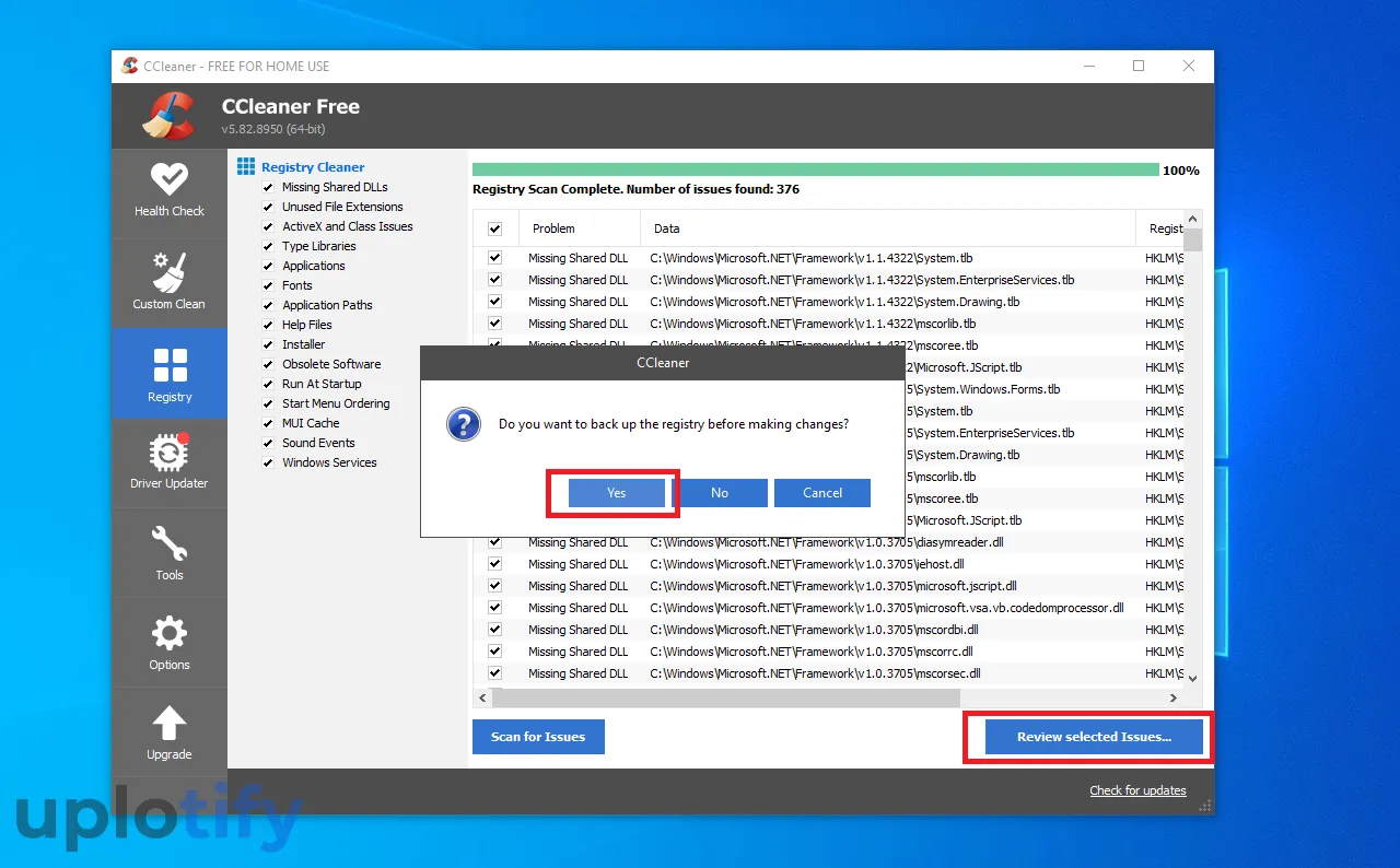 Opsi Membuat Data Backup Registry