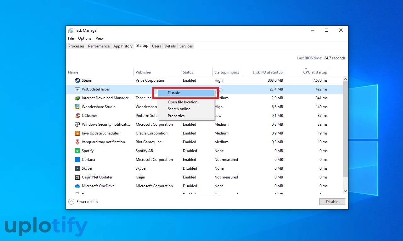 Disable Aplikasi Startup Task Manager