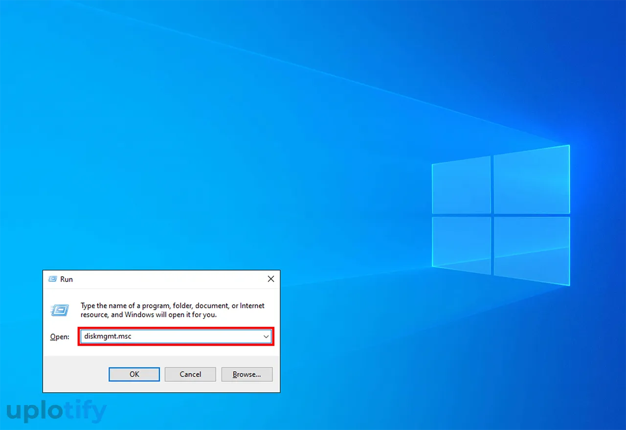 Buka Disk Management di Windows Run