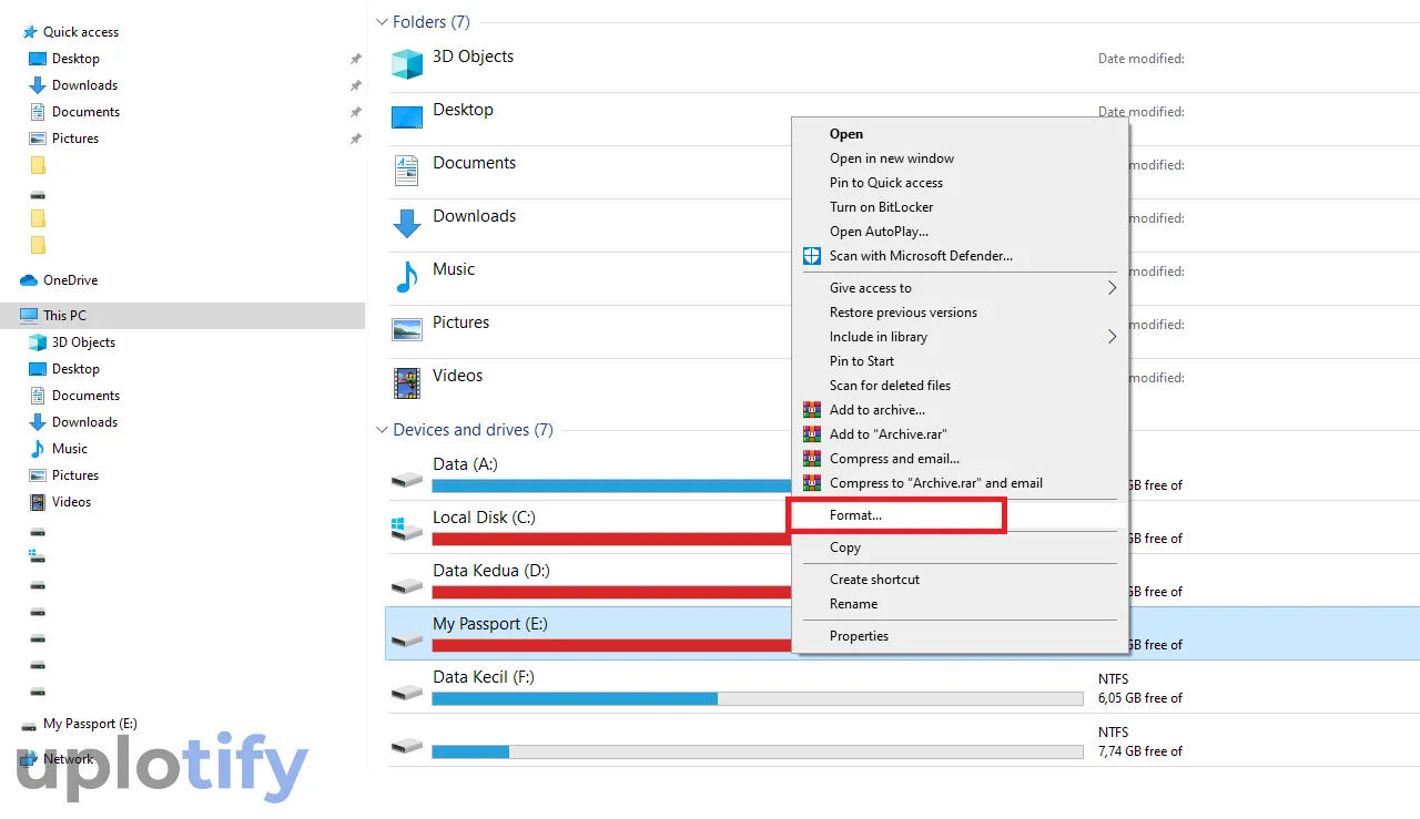 Format Hardisk di Explorer