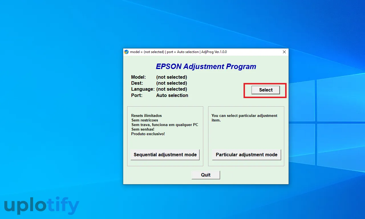 Select Printer Epson L310