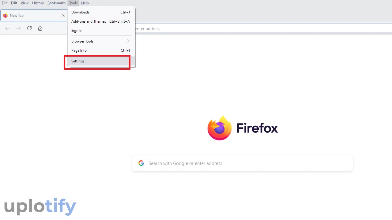 Menu Settings Firefox