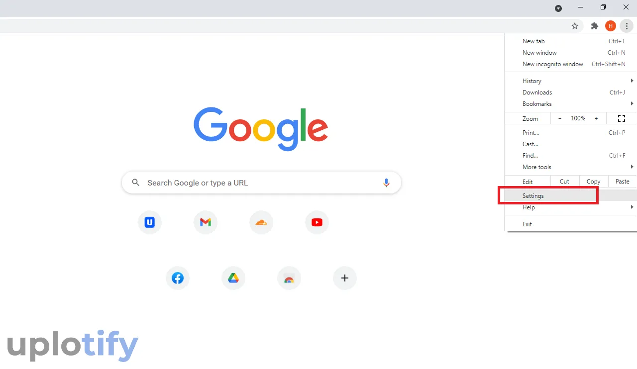 Menu Settings Google Chrome