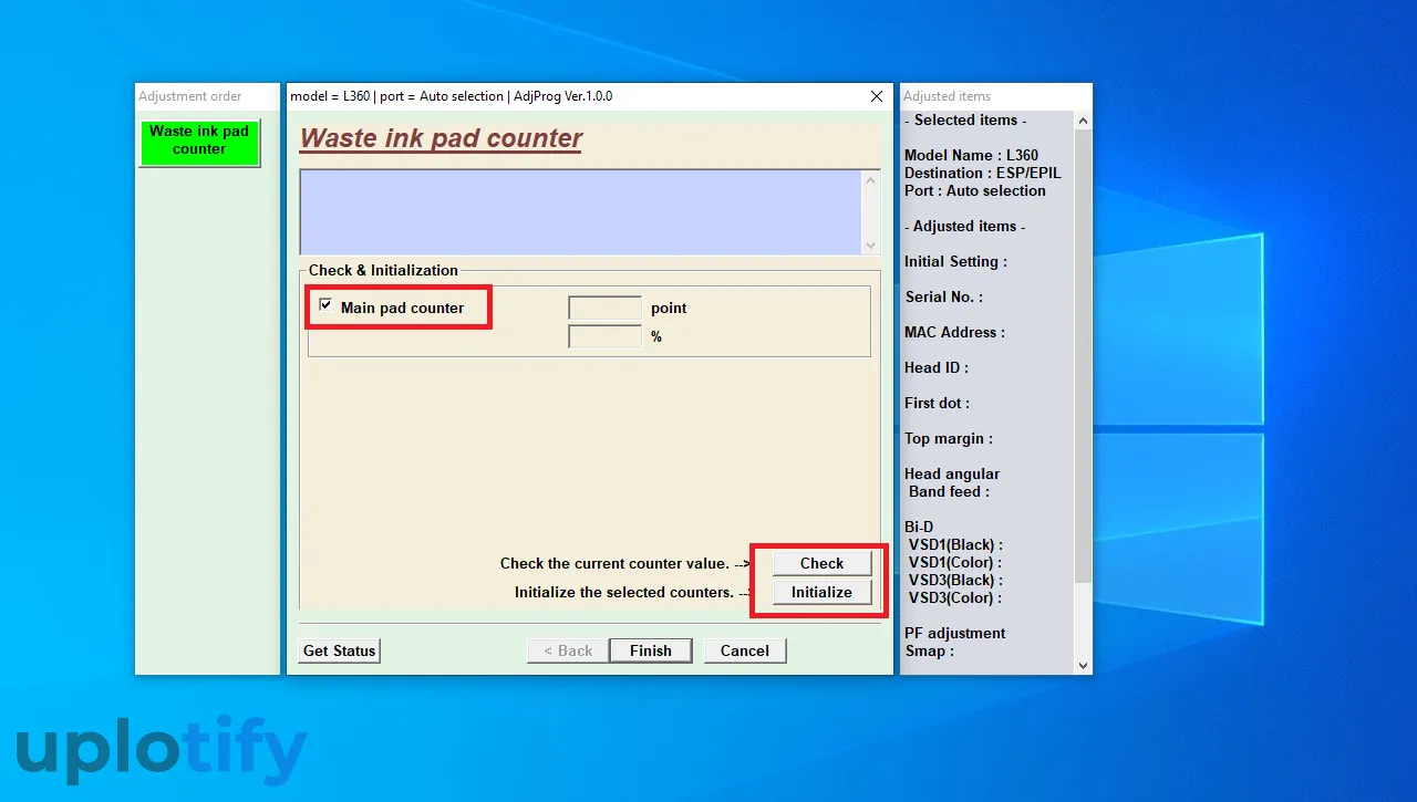 Atur ke Main pad Counter