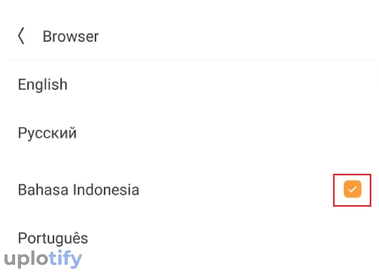 Pilih Bahasa di UC Browser
