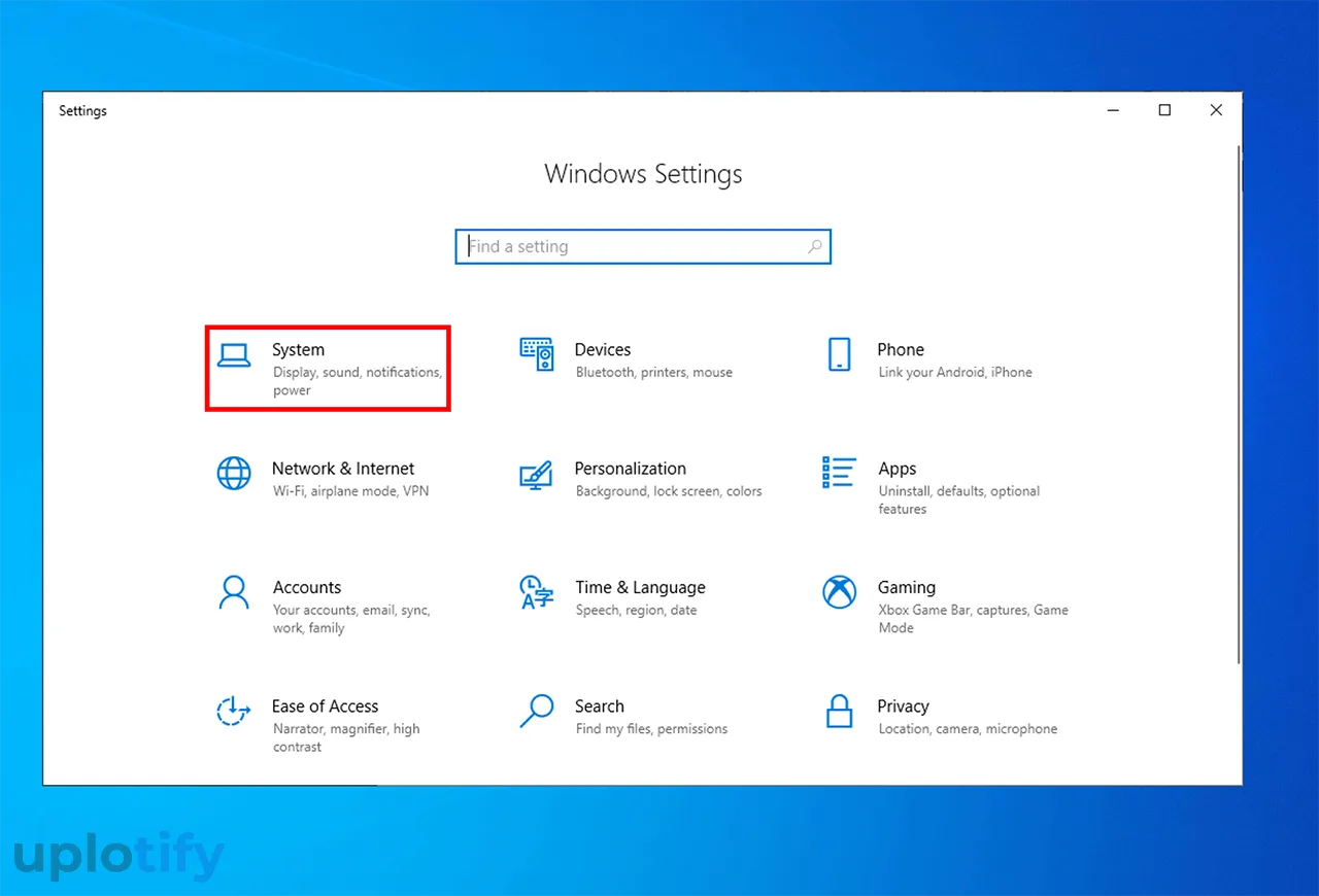 Buka System di Windows Settings