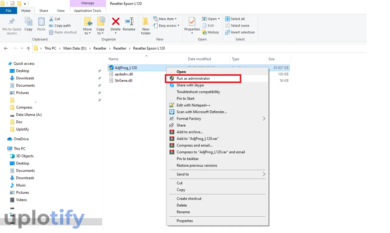 Run as Admin Aplikasi Resetter