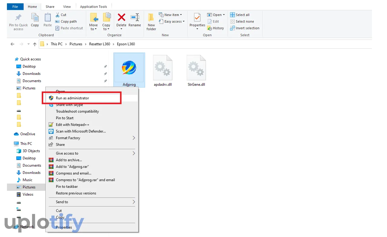 Run As Administrator Epson L360