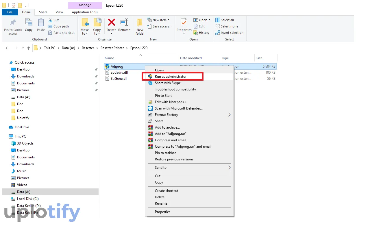 Buka Resetter Epson L220 Dalam Mode Admin