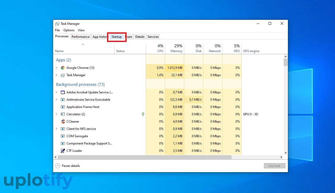 Tab Startup di Task Manager