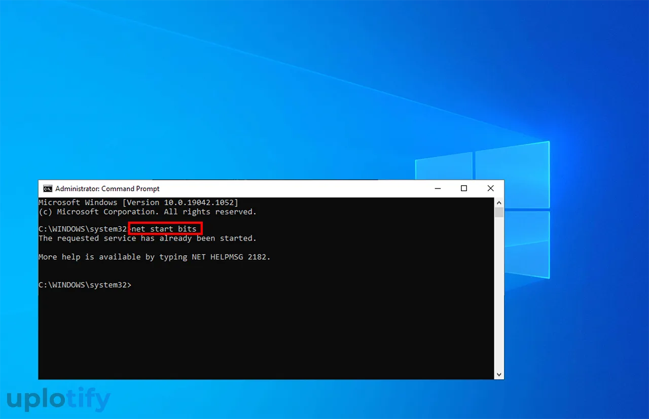 Ketik Perintah net start bits