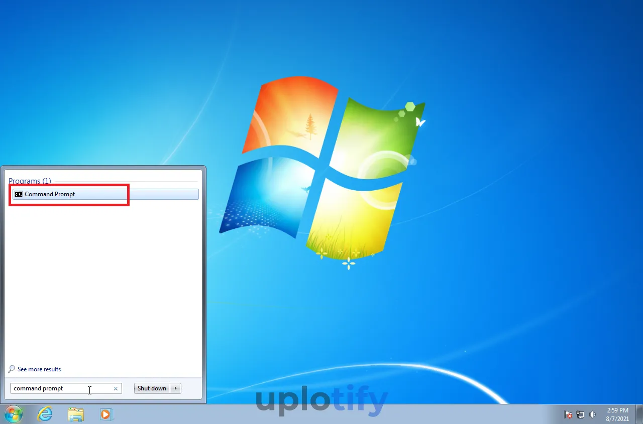 Buka CMD di Windows 7