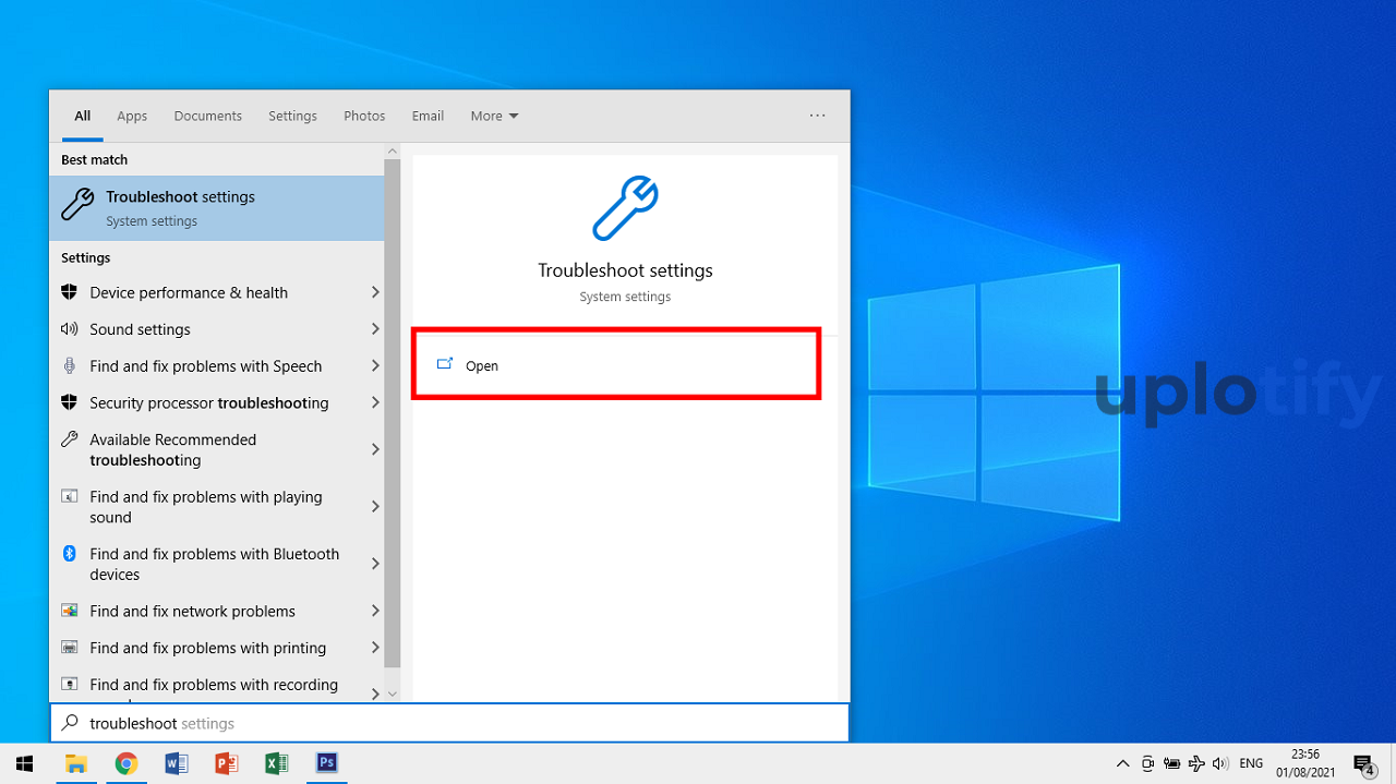 Klik Open Pada Troubleshooter
