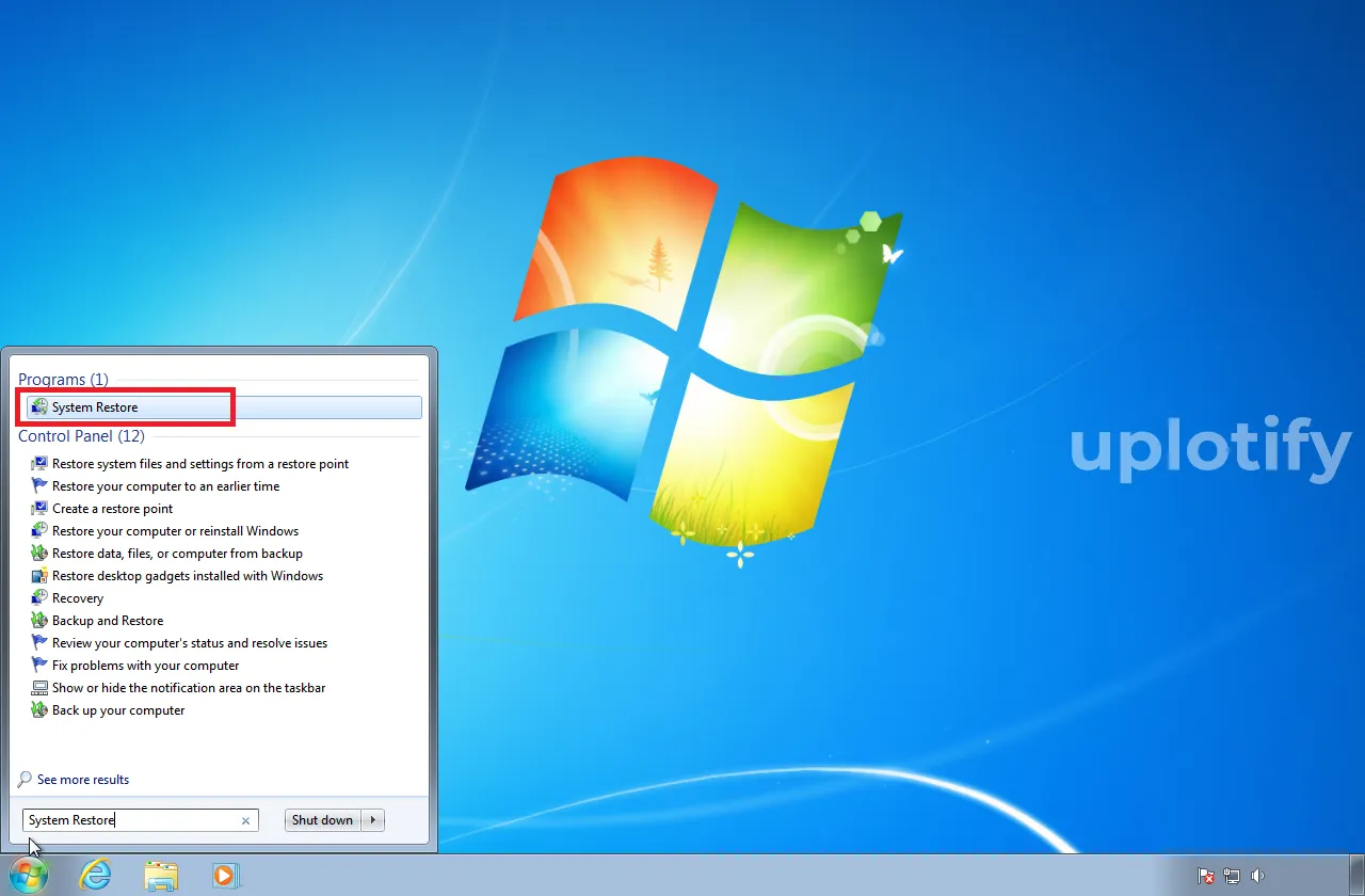 Aplikasi System Restore Windows 7