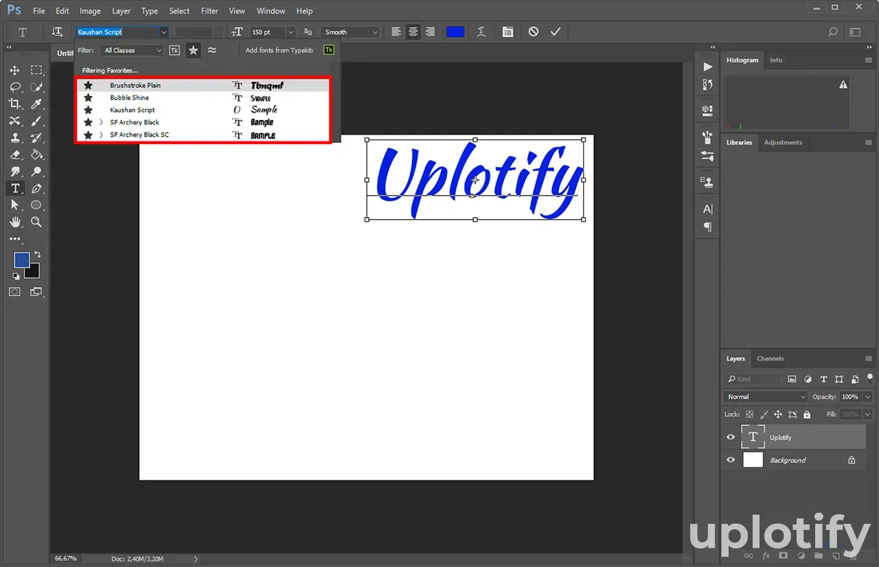 Contoh Font yang Ditambah di Photoshop