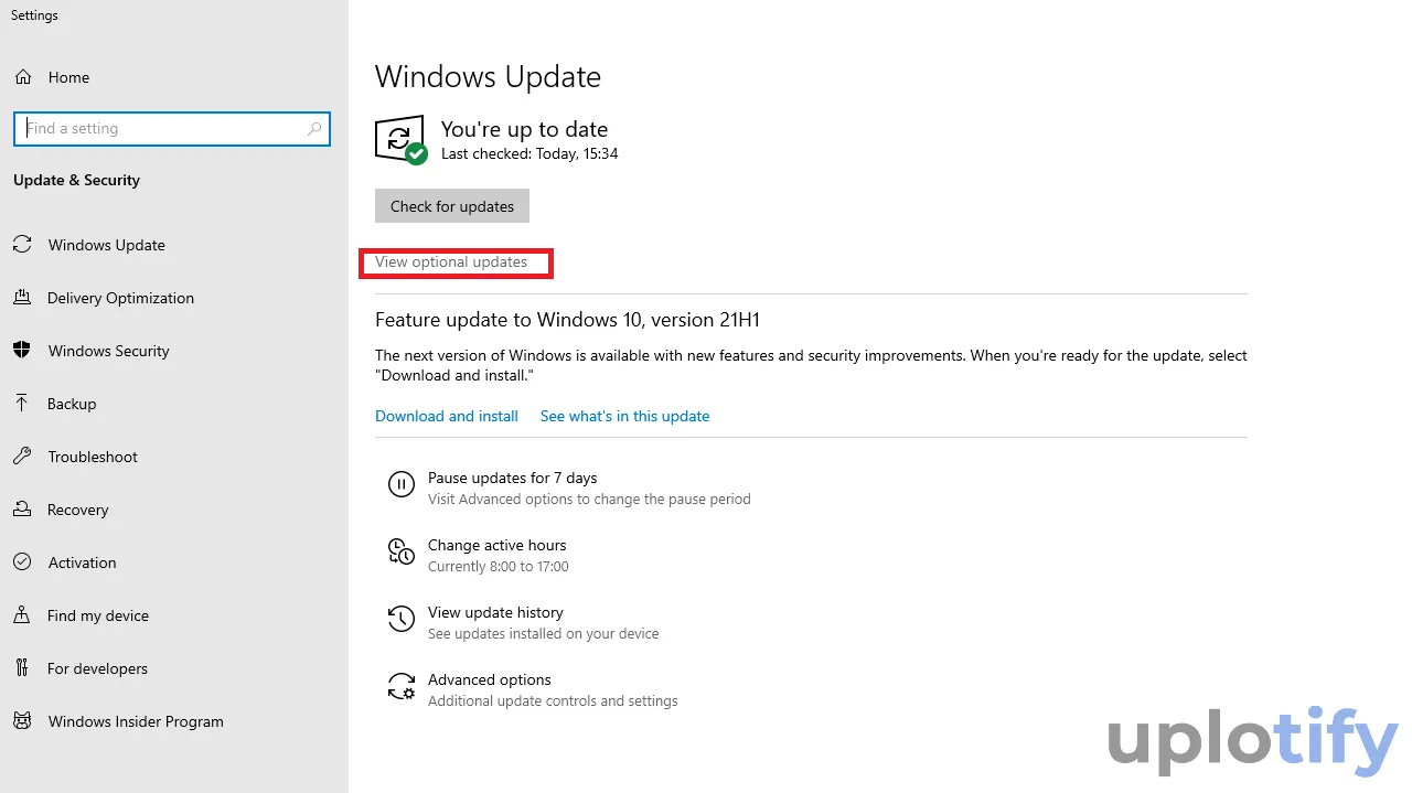 Klik View Optional Updates di Settings