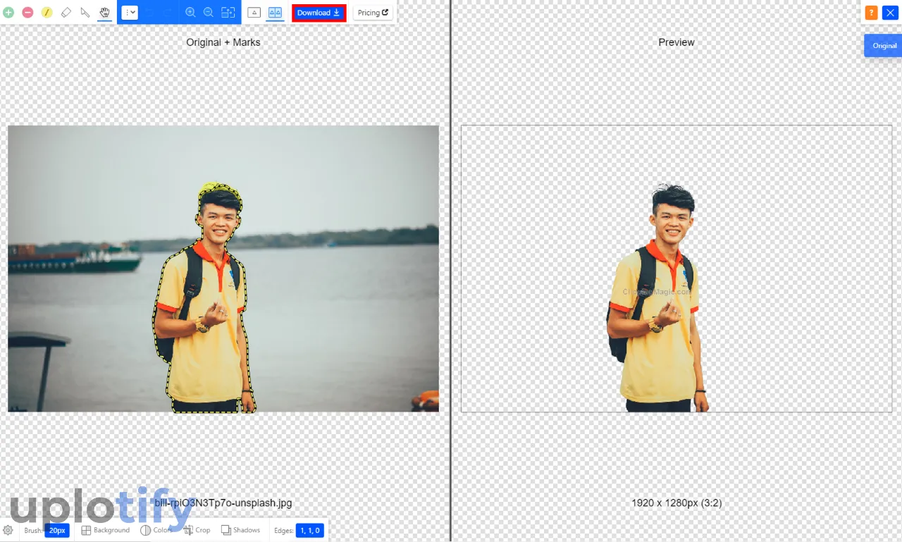 Unduh Hasil Hapus Background ClippingMagic