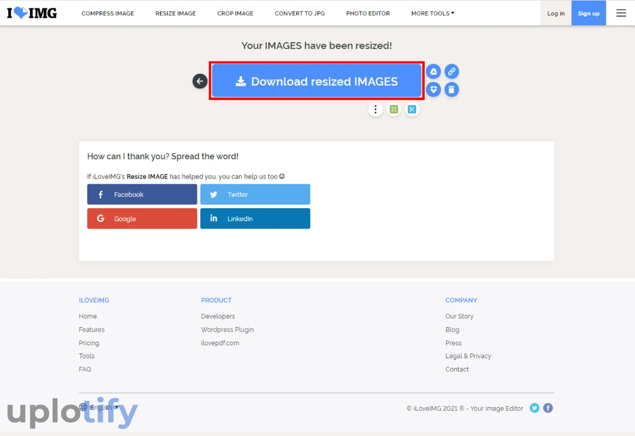 Unduh Hasil Resize di ILoveimg