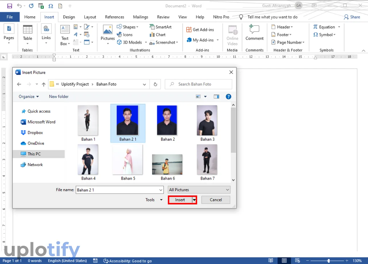 Upload Foto ke Microsoft Word