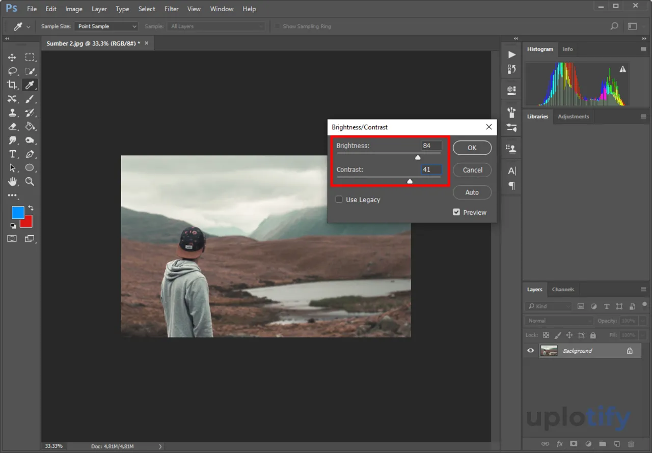 Atur Nilai Brightness Contrast Photoshop