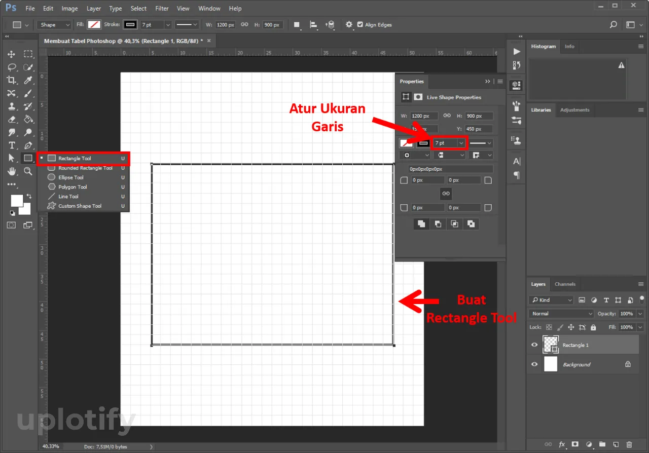 Buat Kerangka Tabel Dengan Rectangle Tool