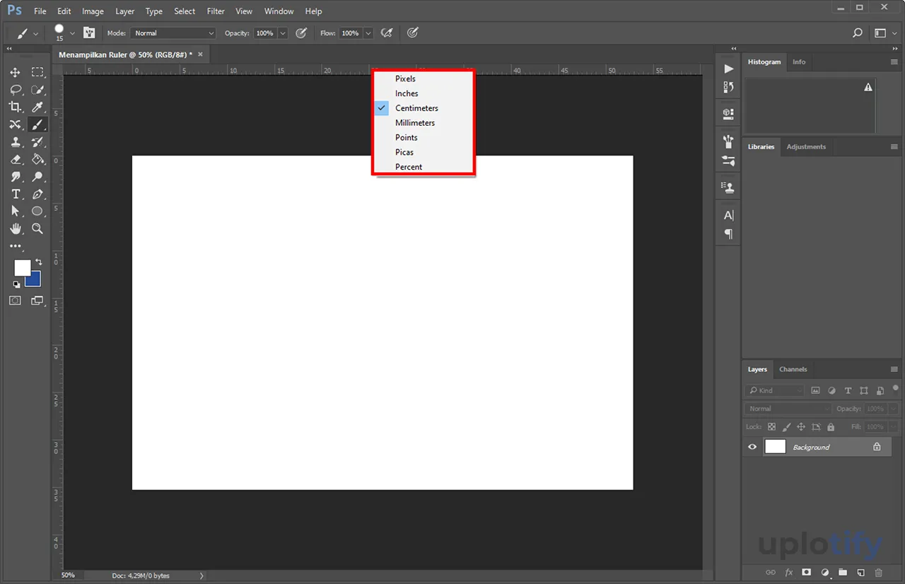 Mengganti Satuan Ruler di Photoshop