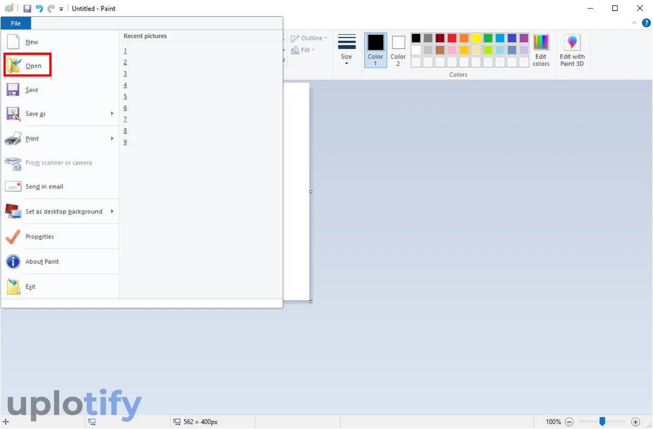 Klik Open File di Paint