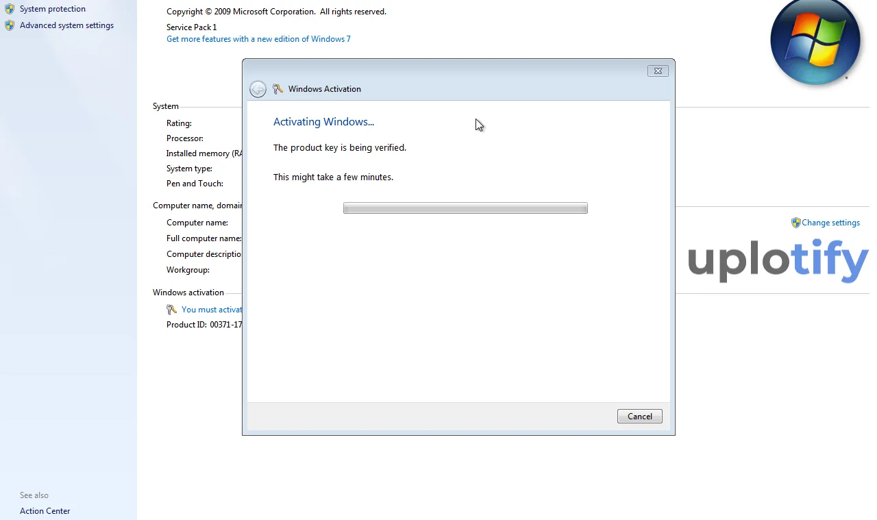 Tunggu Proses Aktivasi Windows 7