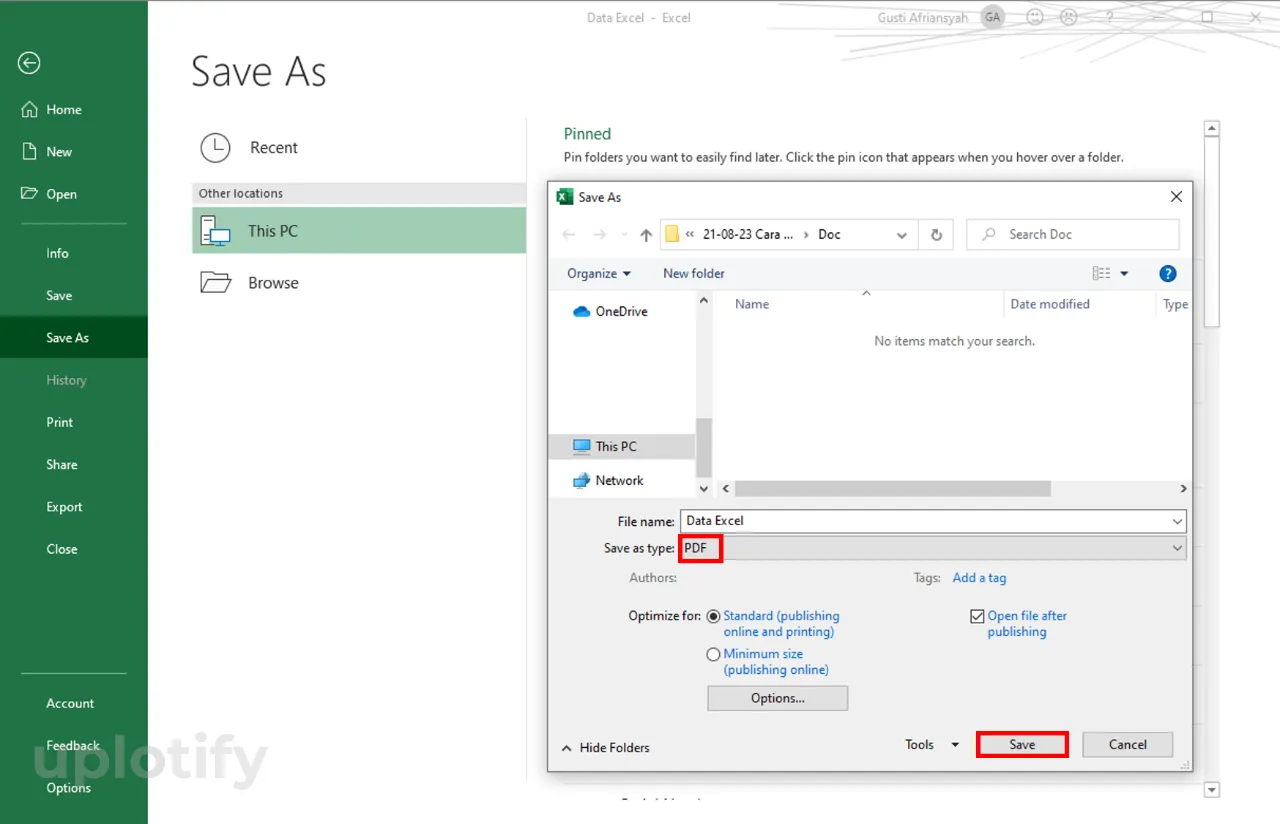 Ganti Format Excel ke PDF