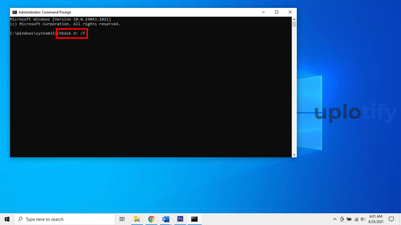 Ketik perintah di jendela Command Prompt