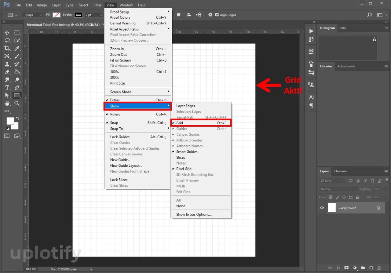 Munculkan Grid Tool