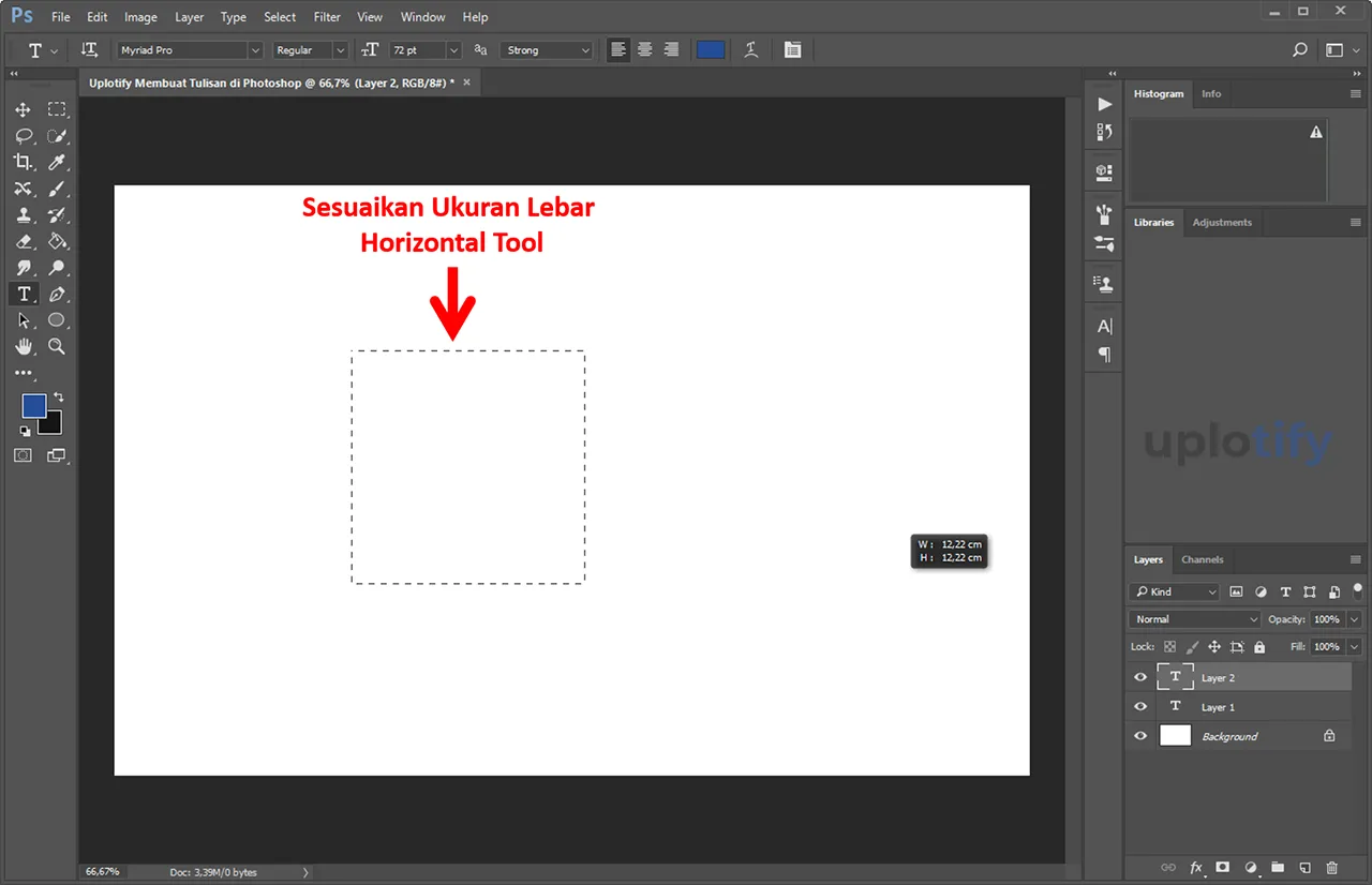 Sesuaikan Ukuran Horizontal Tool Pada Canvas