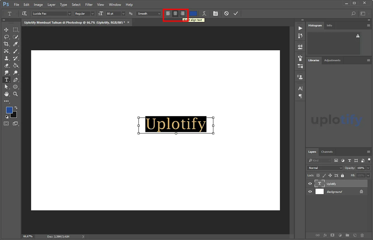 Mengatur Alignment Tulisan Photoshop