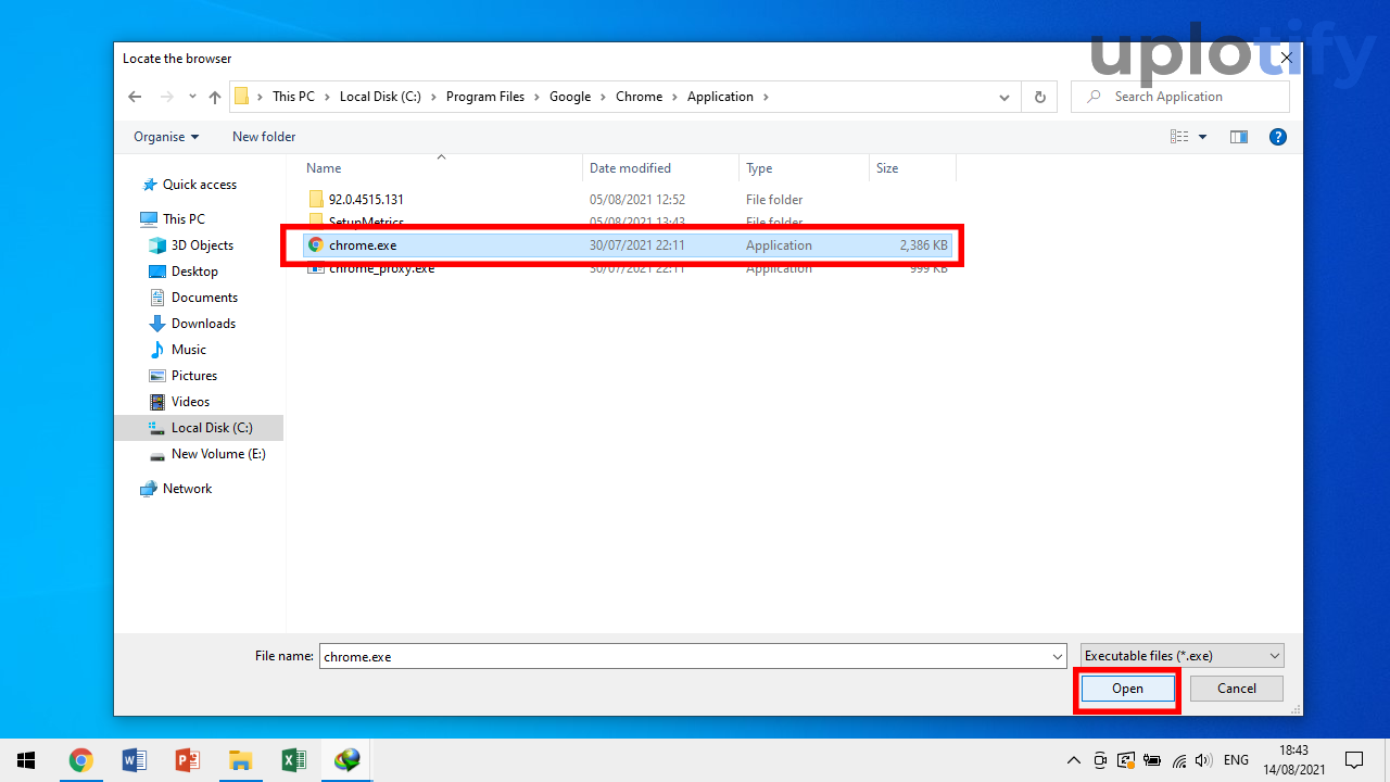 Arahkan Pada Chrome exe Lalu Buka