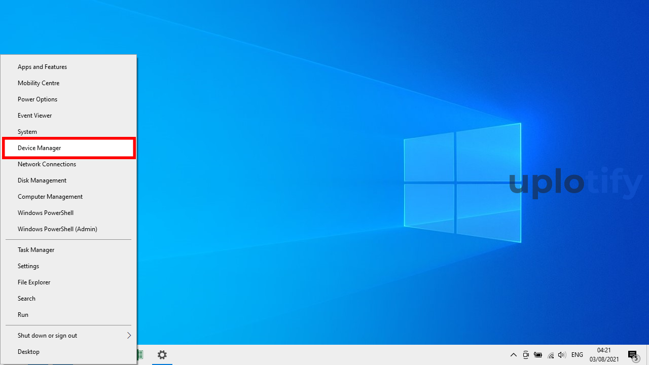 Klik Kanan Pada Windows Buka Device Manager Melalui