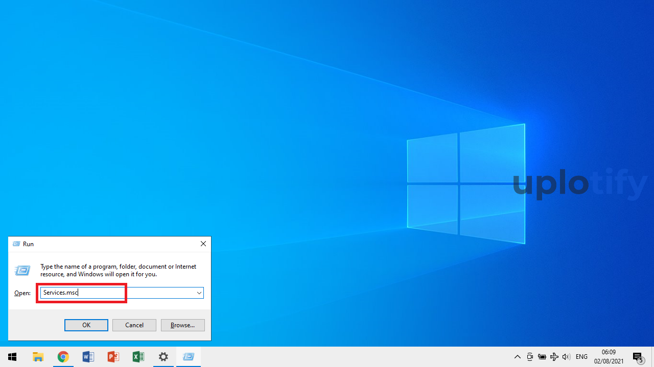 Ketik Service msc Pada Windows Run