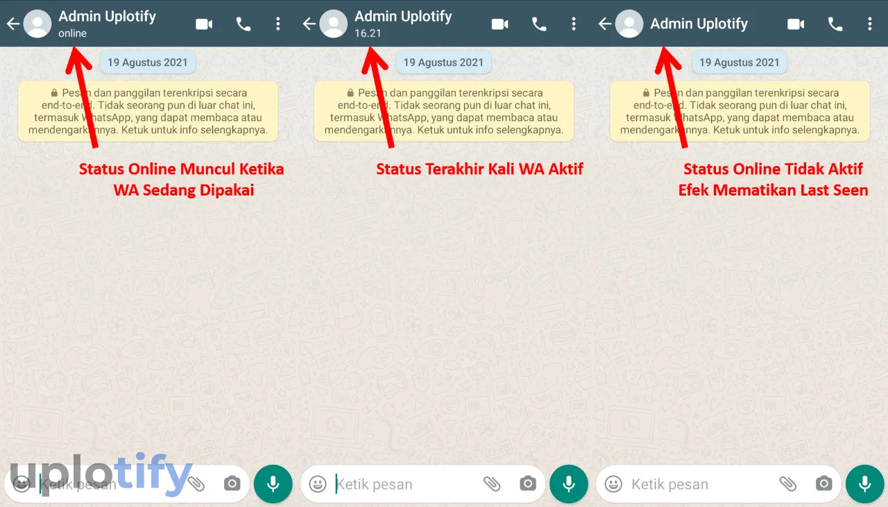 Contoh Status Online dan Tidak WhatsApp