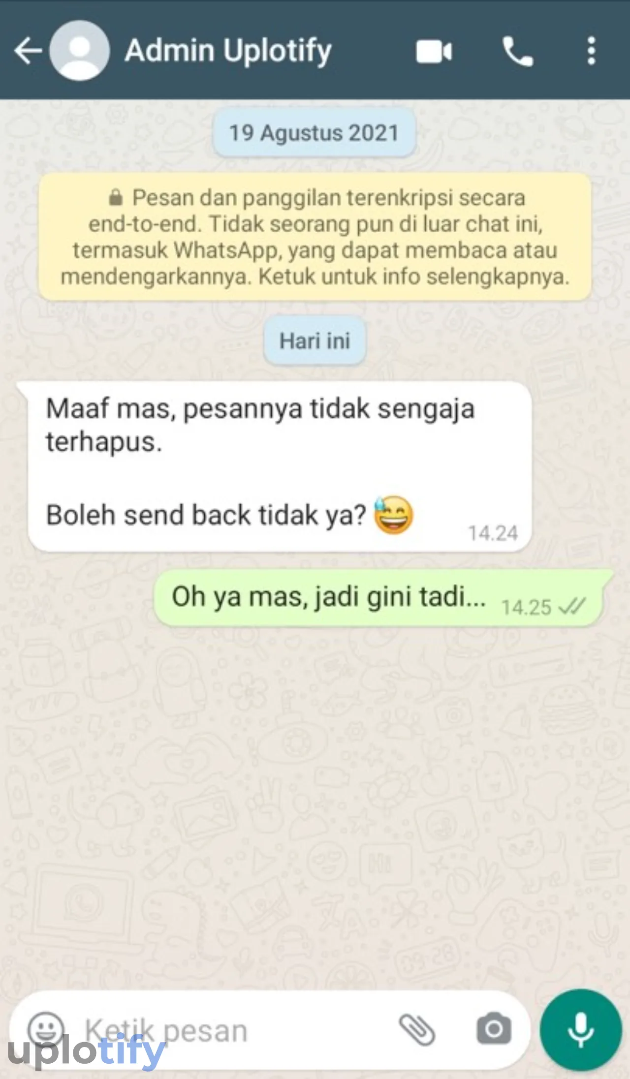 Istilah Back WhatsApp