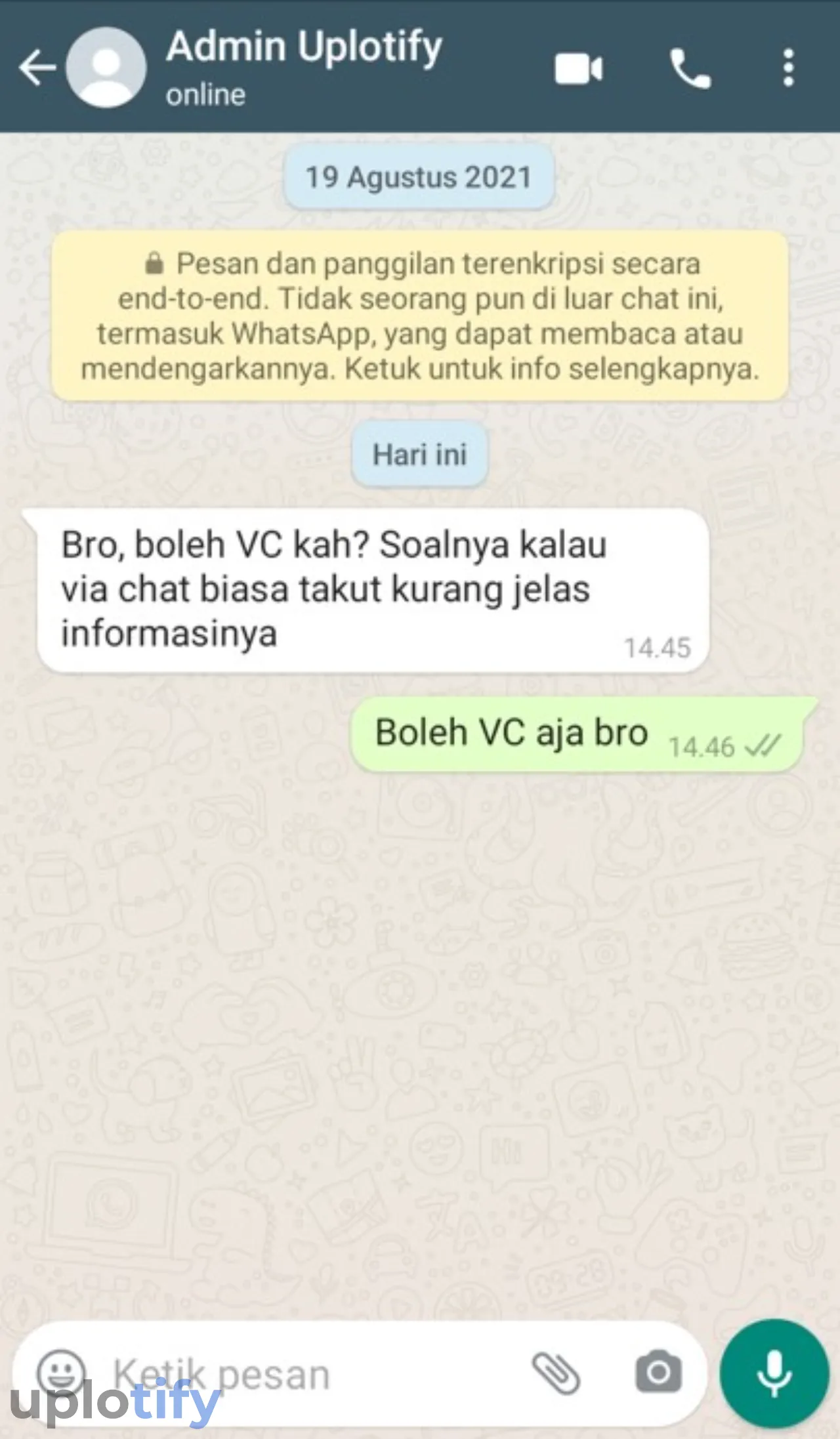 Istilah VC WhatsApp